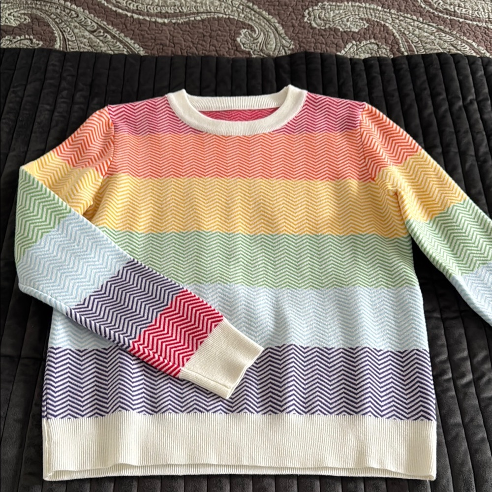 BURRYCO Rainbow and Cream Knit Sweater